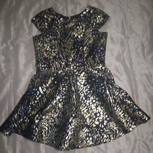 Zoe Ltd blue and metallic gold tone mini short sleeves dress size 20